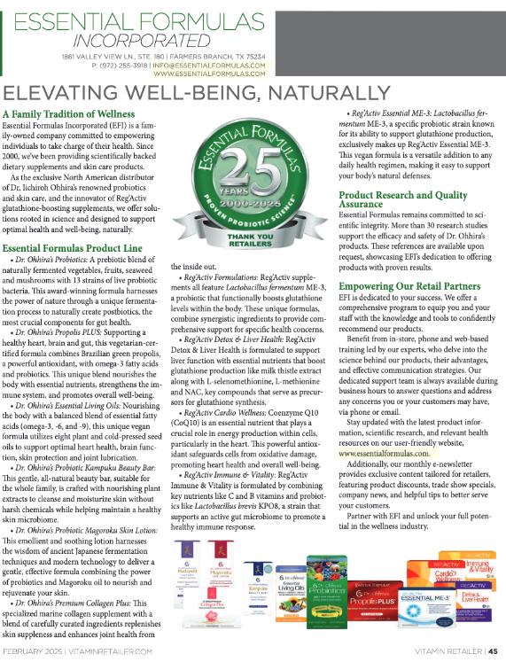 Essential Formulas publication on Vitamin Retailer
